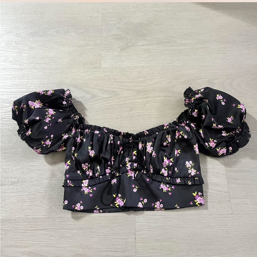purple and black floral for love and lemons corset top